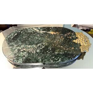 Georges Briard vintage green marble Charcuterie Board With Gold Tone Grapes